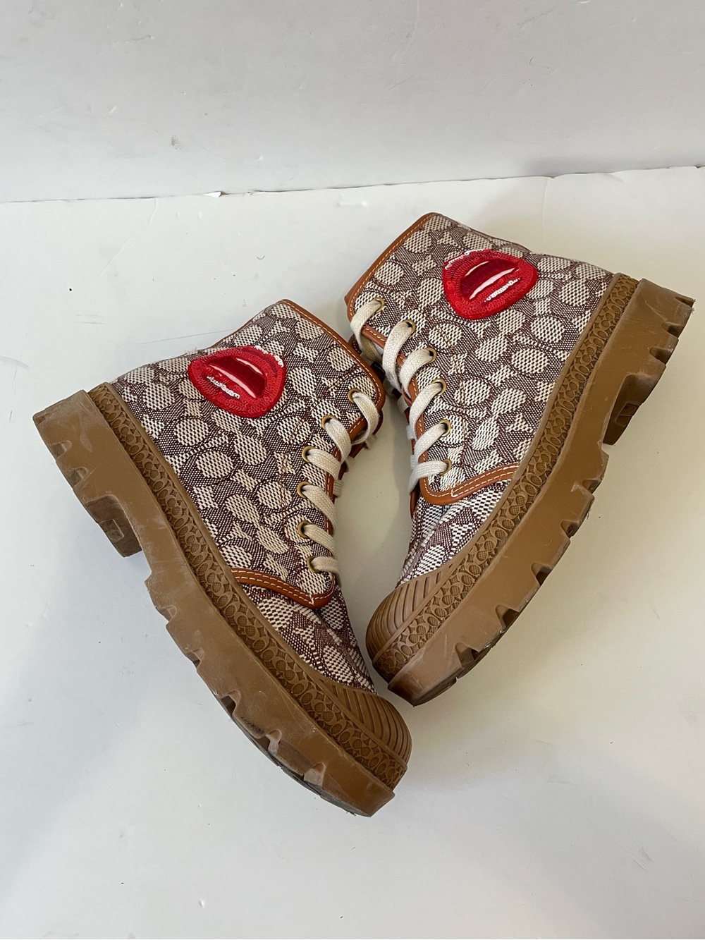 Coach X Tom Wesselmann Trooper Mid Top Boot In Signature Jacquard size 9B - Picture 6 of 11